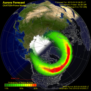 Aurora 30 Minute Forecast 18.03.2015 © Space Weather Prediction Center